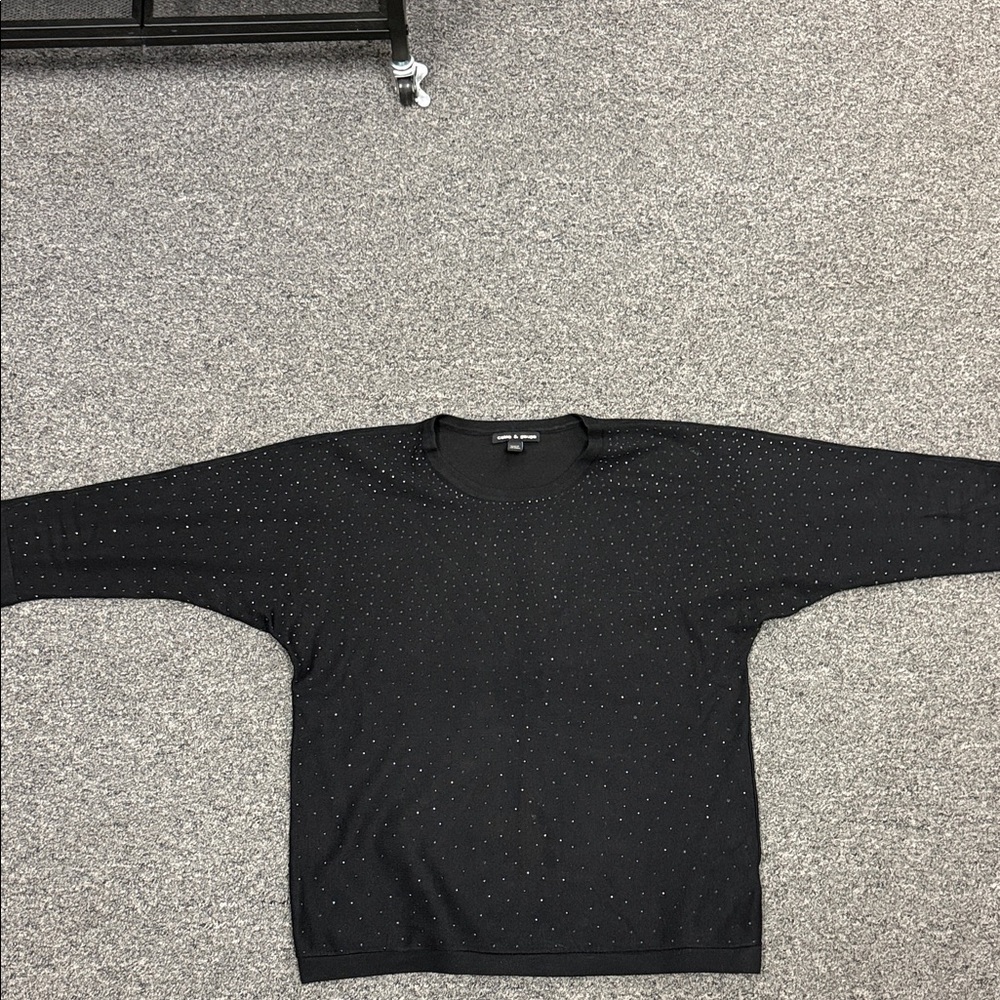 Cable & Gauge Black Studded Crewneck Sweater
